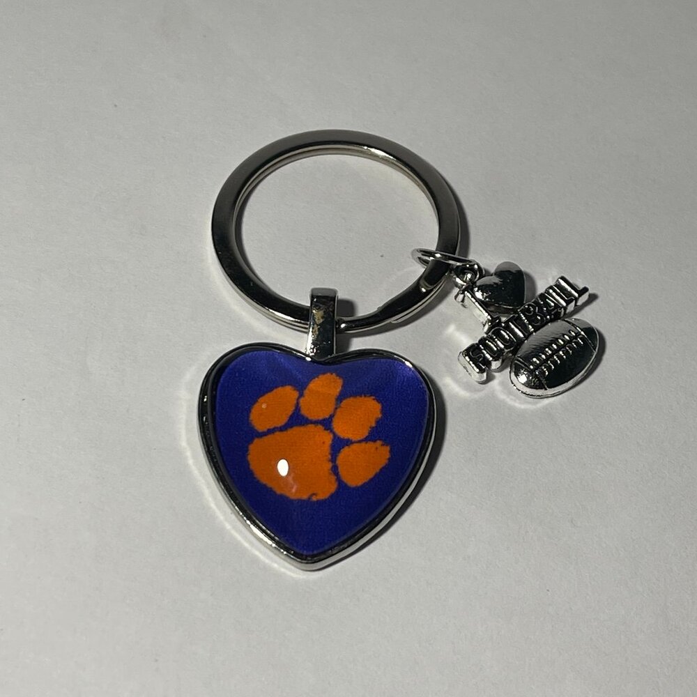 Clemson Tigers NCAA I Love Football Keychain NEW